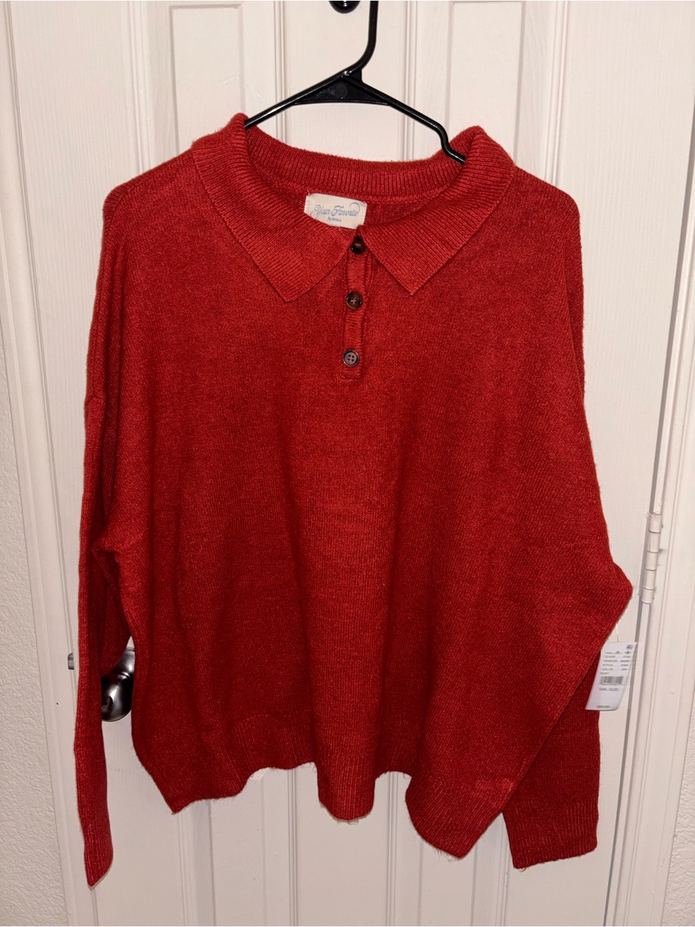 Cozy Red Polo-Collar Women’s Sweater PACSUN